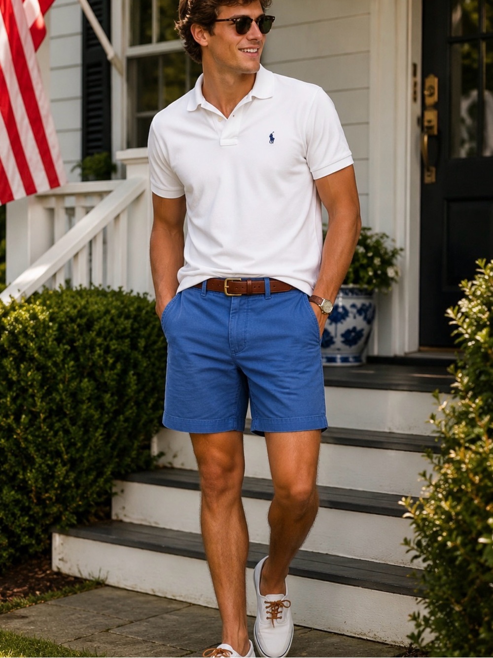 POLO RALPH LAUREN CLASSIC FIT CHINO SHORTS MEN’S 32 BLUE PREPPY GOLF SUMMER LUX